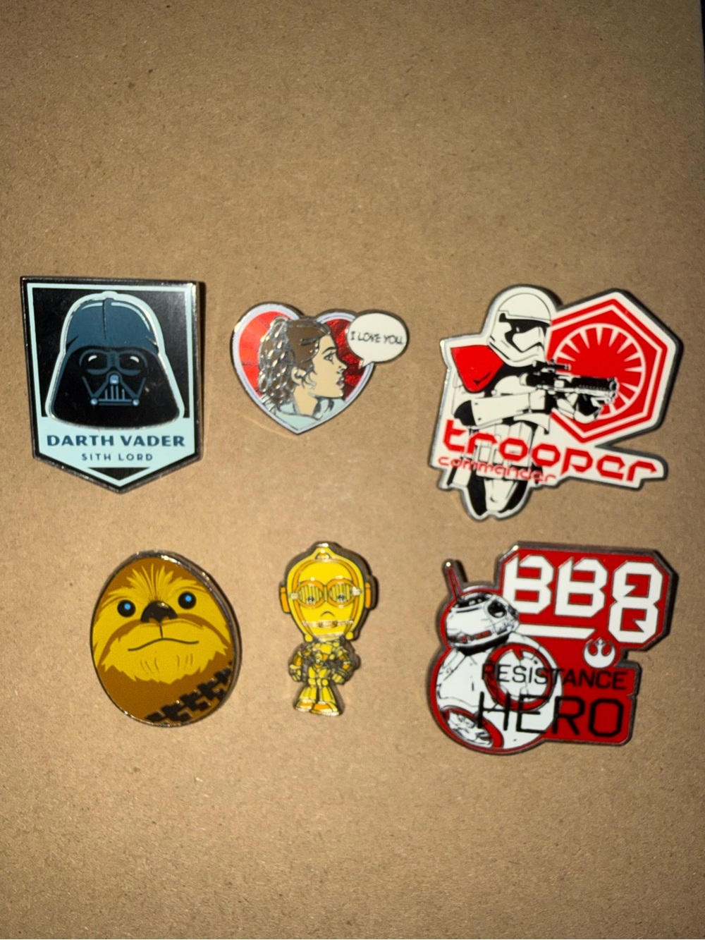 Star Wars Disney Trading Pin Lot of 6 with Lanyard